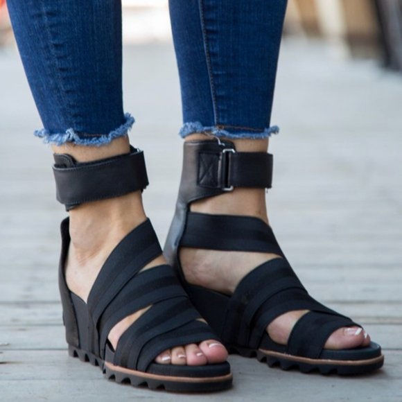 Sorel Shoes - Sorel Joanie II Gladiator Wedge Sandal Black 7